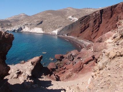 FOTKA - Santorini  ostrov blch kostel s modrmi stechami